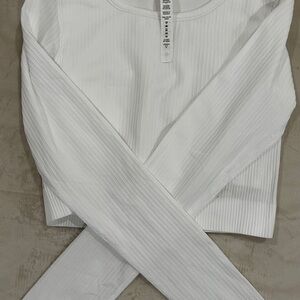 White Ribbed Women's Top